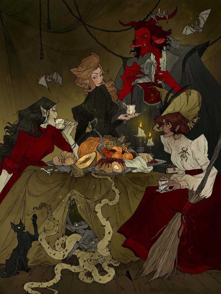 Bloodthirsty beasts and beldames enjoy a bewitching banquet