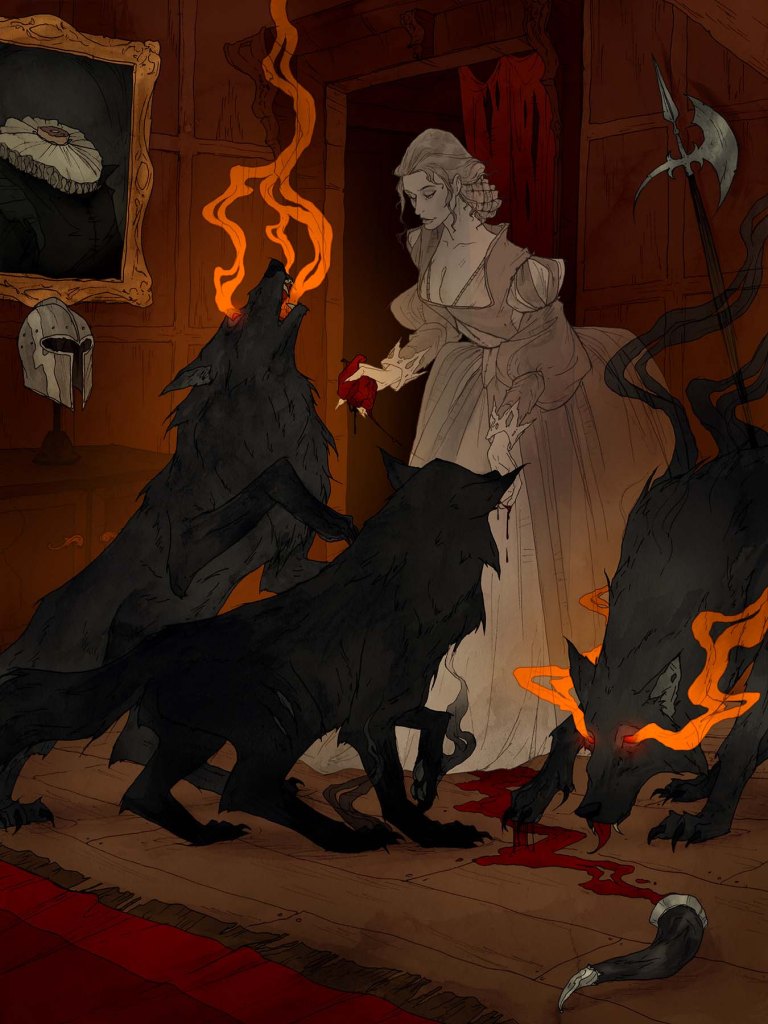 Hear the harrowing howls of hungry hellhounds in the unhallowed halls of a horrible haunted house